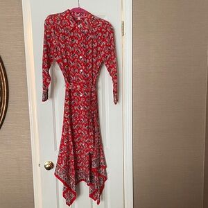 Veronica Beard Red Asymmetrical Paisley Dress